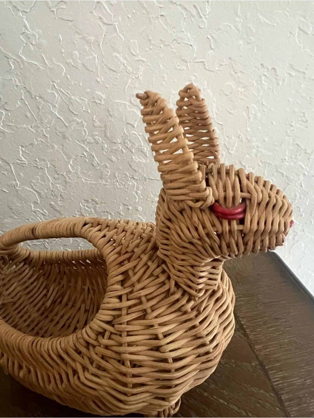 Source Unknown Woven Bunny Basket in Natural and Red